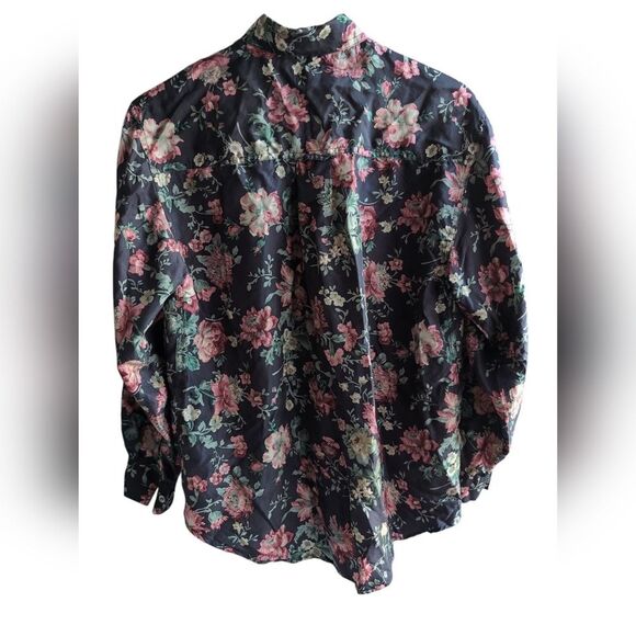 Willow Ridge 💯 silk Oversized Floral Wild Rose Flowy Button Down Shirt Size S - Picture 7 of 9